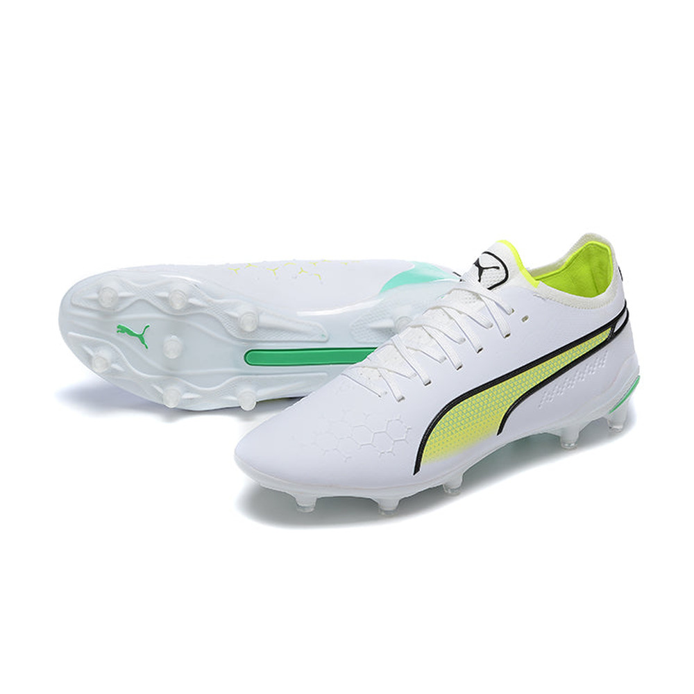 Chuteira Campo Puma King Ultimate FG Branca e Verde 
