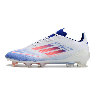 Chuteira Campo Adidas F50 FG Branca, Azul e Vermelho 