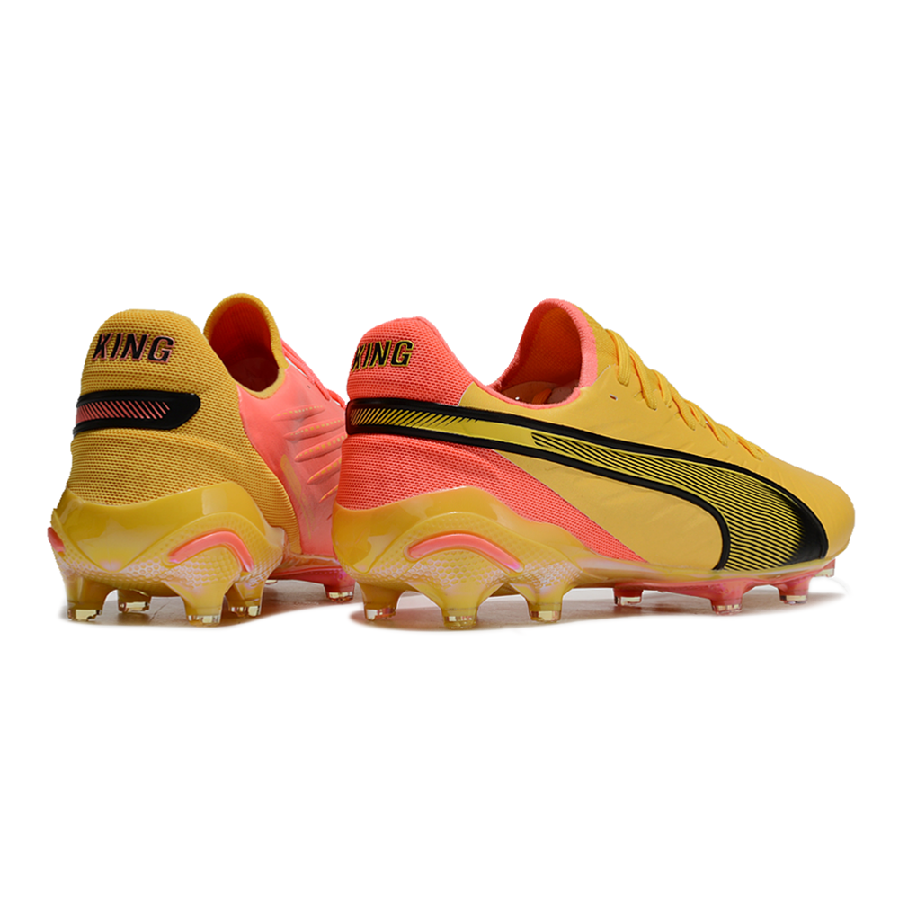 Chuteira Campo Puma King Ultimate FG Rosa e Laranja 