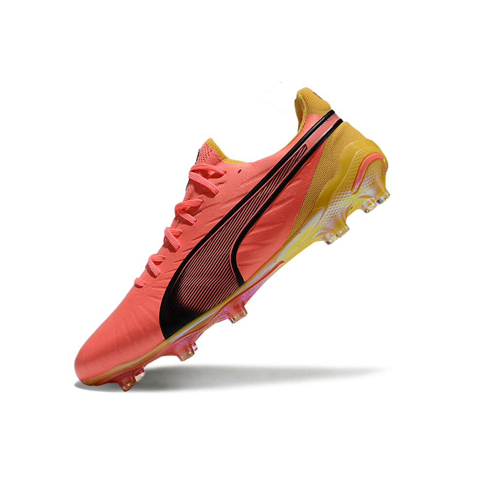 Chuteira Campo Puma King Ultimate FG Rosa e Laranja 