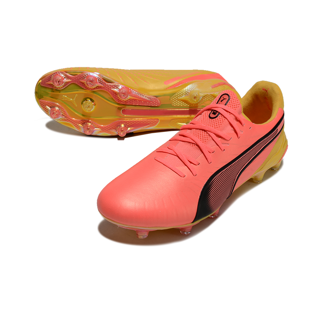 Chuteira Campo Puma King Ultimate FG Rosa e Laranja 