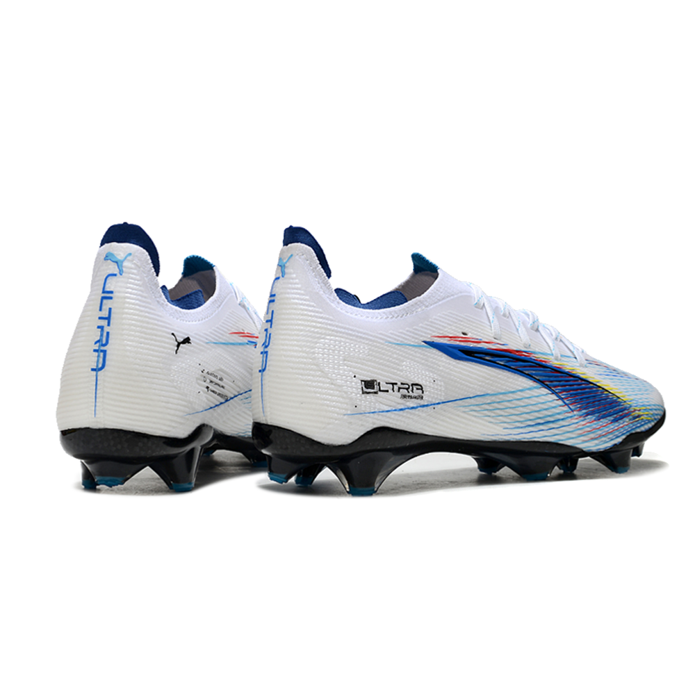 Chuteira Campo Puma Ultra 5 Ultimate FG Branca e Azul
