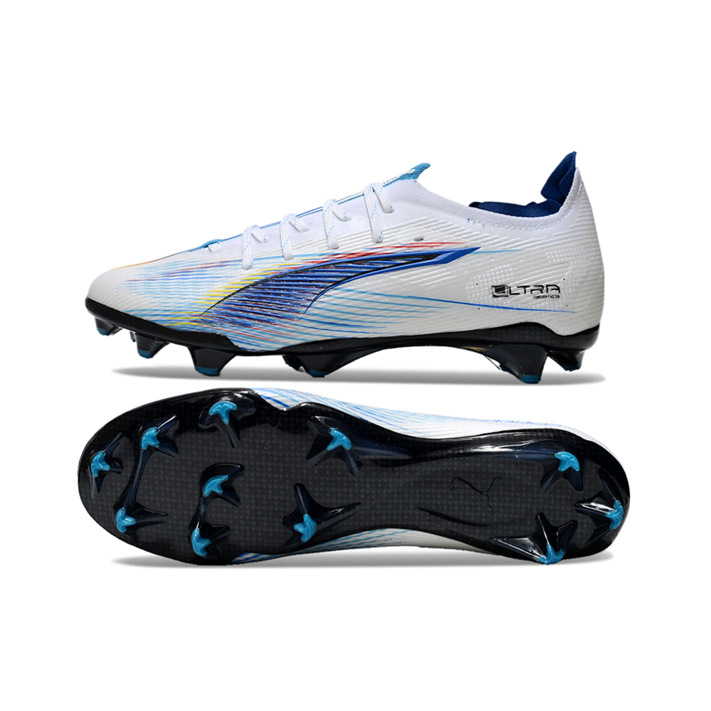 Chuteira Campo Puma Ultra 5 Ultimate FG Branca e Azul
