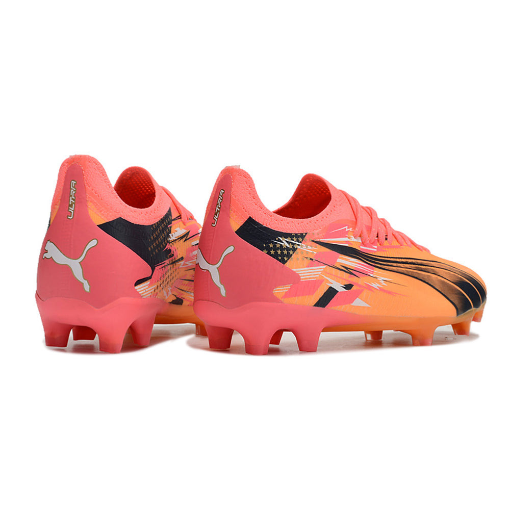 Chuteira Campo Puma Ultra Ultimate FG Laranja e Rosa 