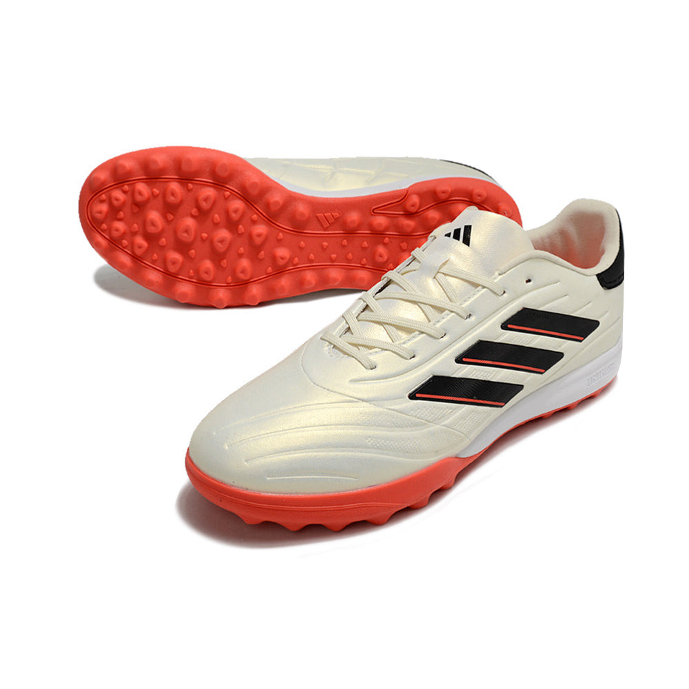 Chuteira Society Adidas Copa Pure.1 TF Bege, Laranja e Preta 
