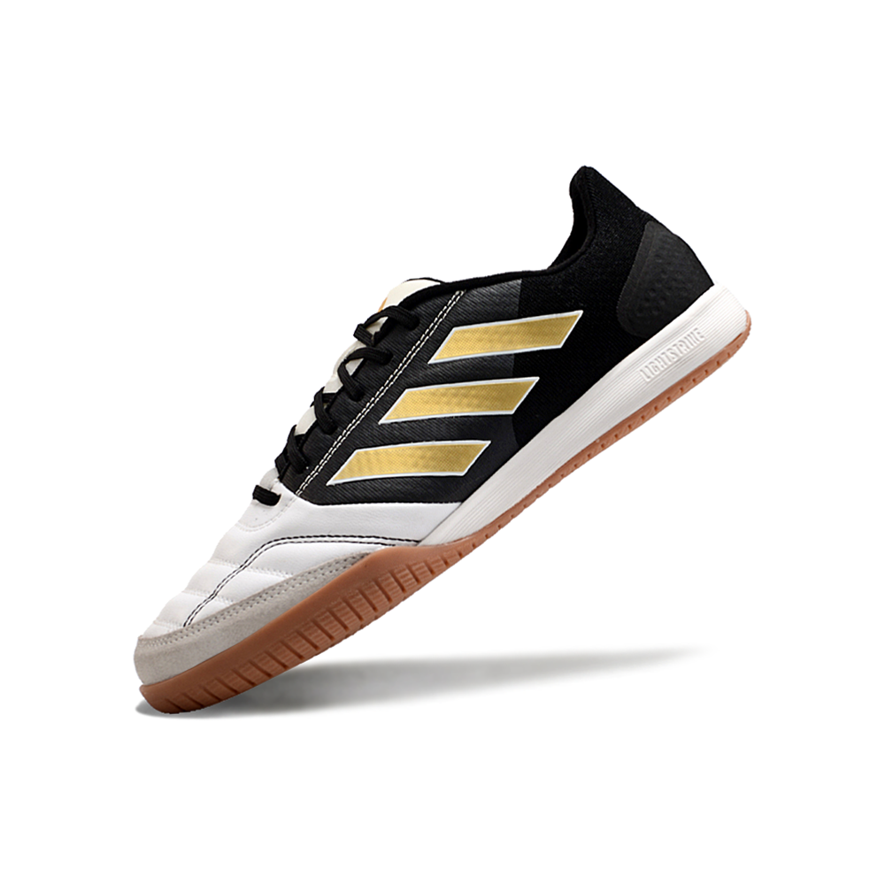 Chuteira Futsal Adidas Competition Top IC Branca, Preta e Dourado