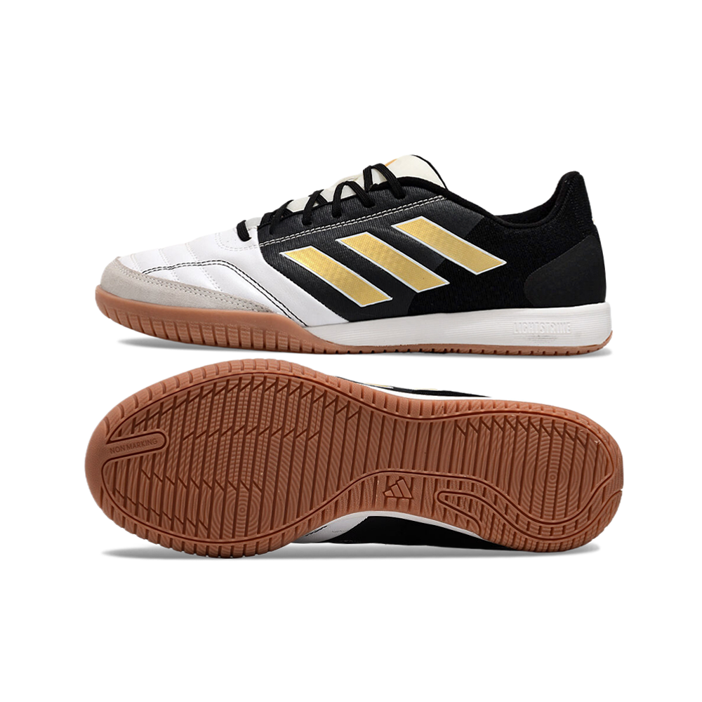 Chuteira Futsal Adidas Competition Top IC Branca, Preta e Dourado