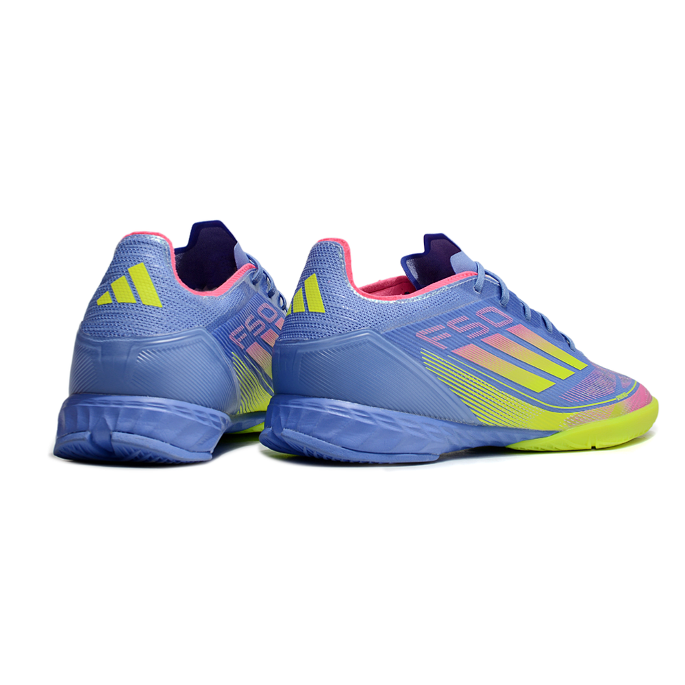 Chuteira Futsal Adidas F50 IC Azul, Verde e Rosa 