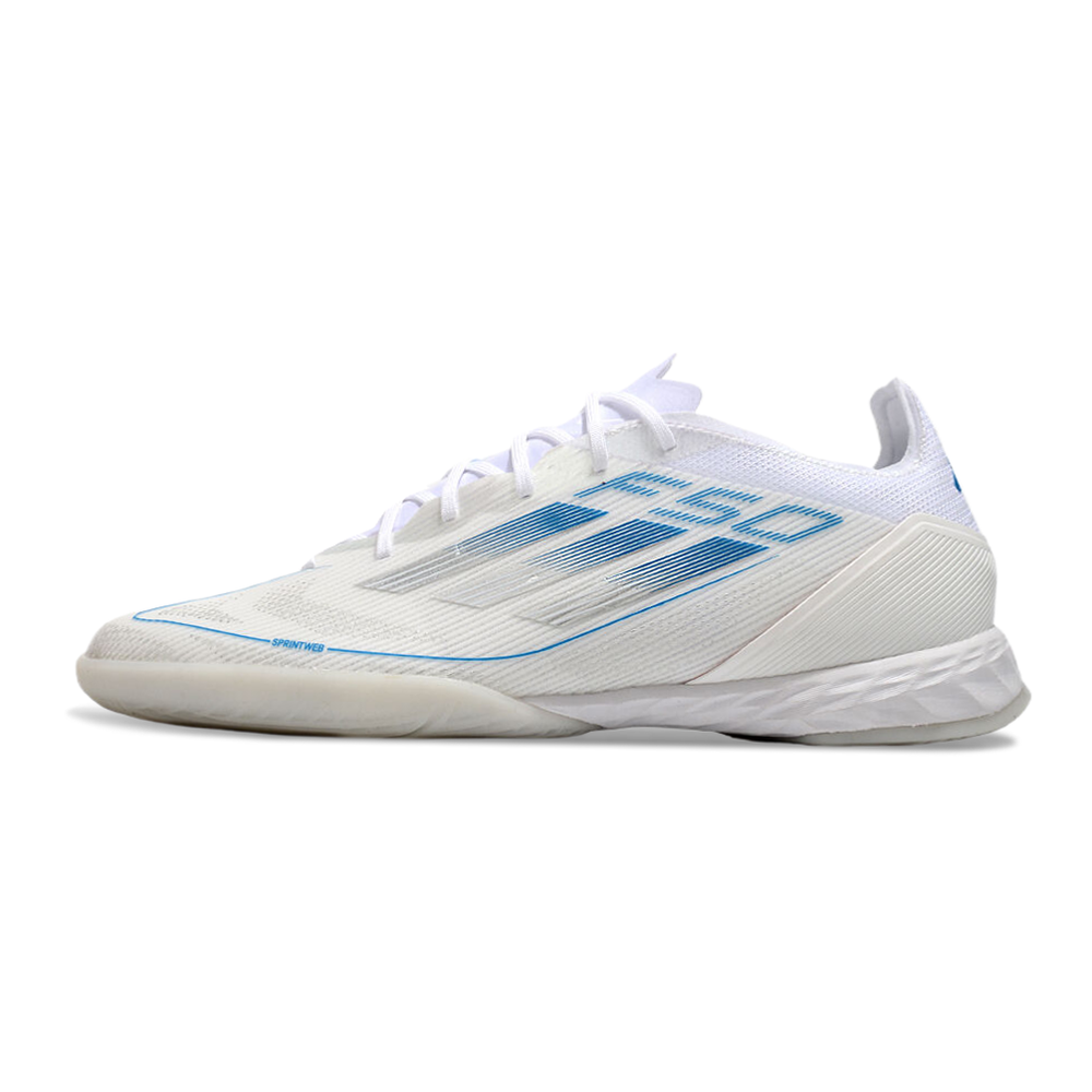Chuteira Futsal Adidas F50 IC Branca e Azul 