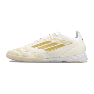 Chuteira Futsal Adidas F50 IC Branca e Dourada 