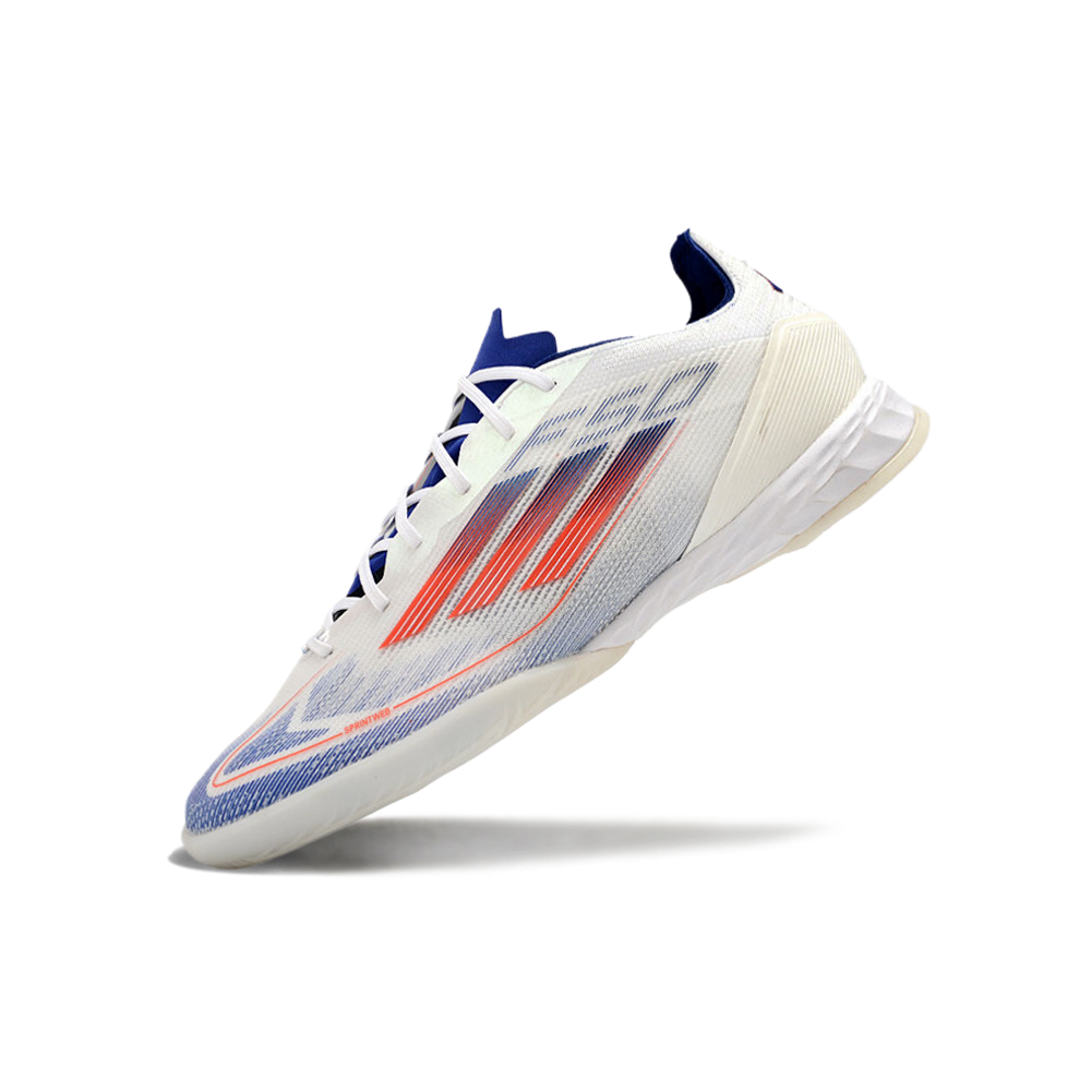 Chuteira Futsal Adidas F50 IC Branca, Azul e Vermelha 