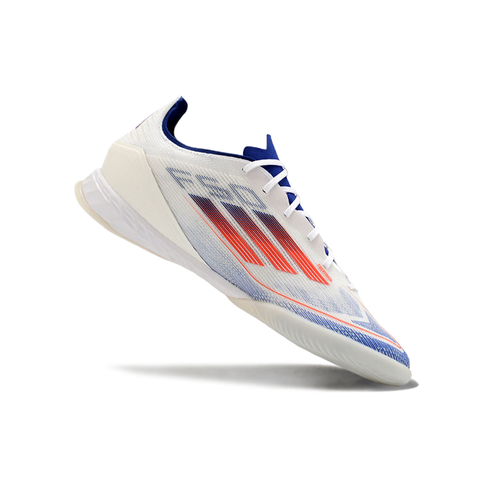 Chuteira Futsal Adidas F50 IC Branca, Azul e Vermelha 