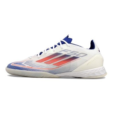 Chuteira Futsal Adidas F50 IC Branca, Azul e Vermelha 