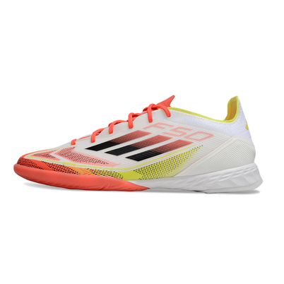 Chuteira Futsal Adidas F50 IC Branca, Laranja e Amarelo