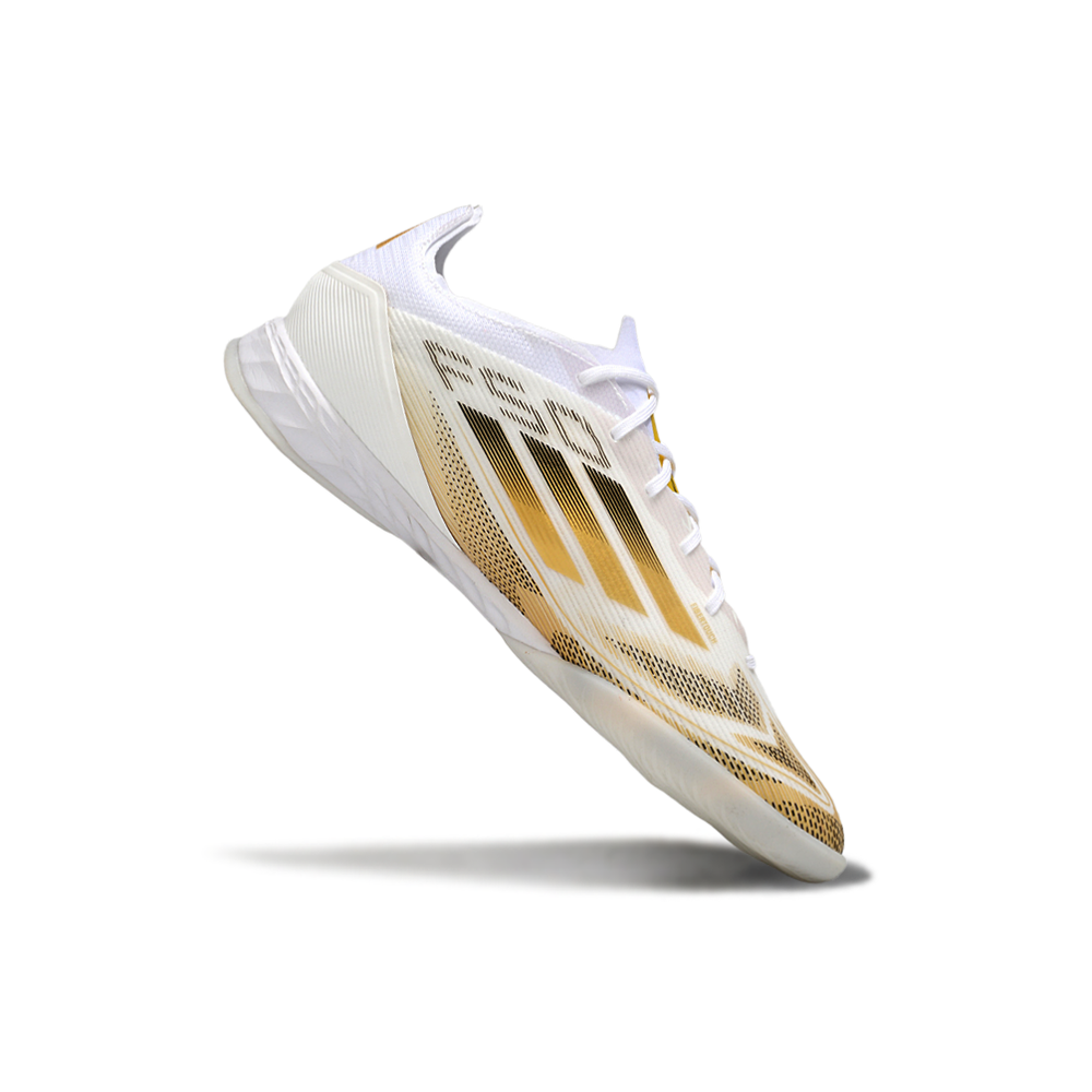 Chuteira Futsal Adidas F50 IC Branco e Dourado