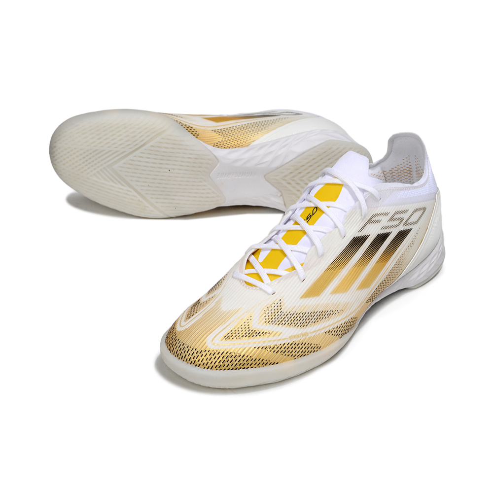 Chuteira Futsal Adidas F50 IC Branco e Dourado