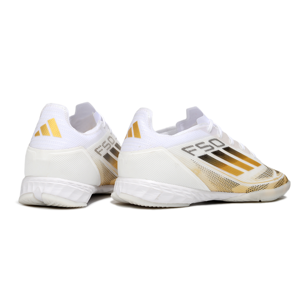 Chuteira Futsal Adidas F50 IC Branco e Dourado