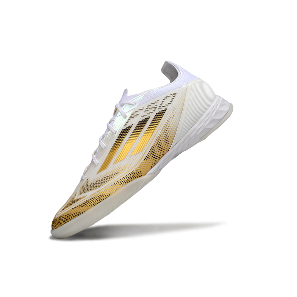 Chuteira Futsal Adidas F50 IC Branco e Dourado