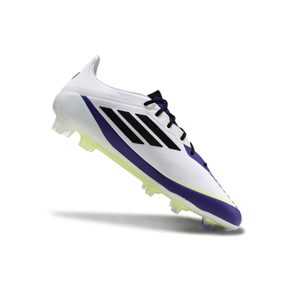 Chuteira Campo Adidas F50 FG Messi Branca, Roxa e Verde 