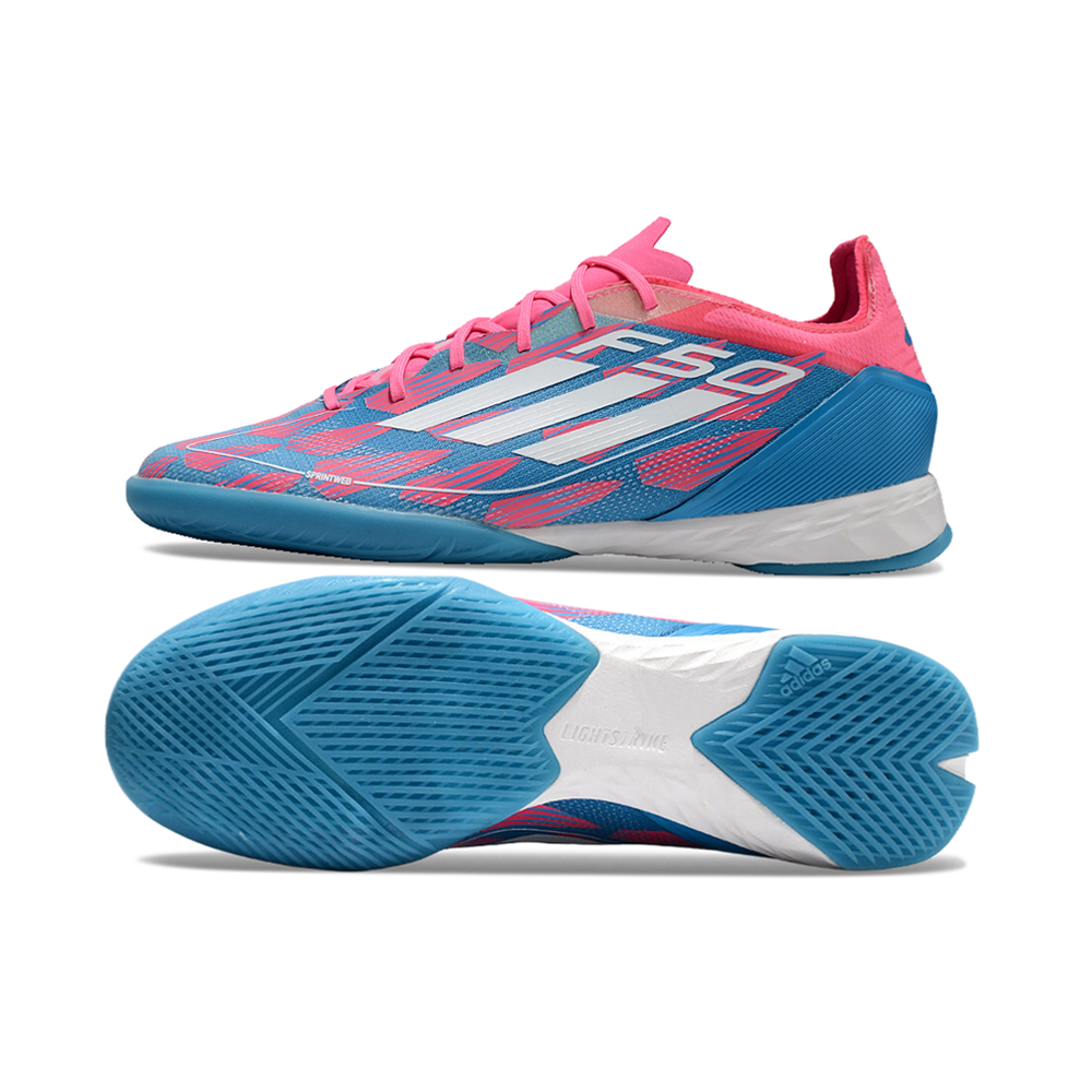 Chuteira Futsal Adidas F50 IC Rosa, Azul e Branca 