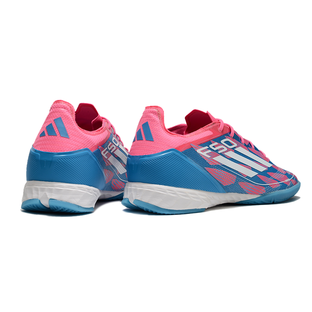 Chuteira Futsal Adidas F50 IC Rosa, Azul e Branca 