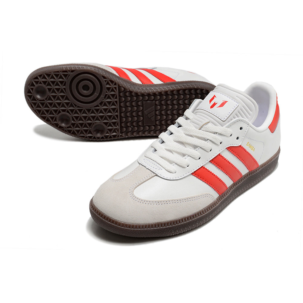 Chuteira Futsal Adidas Lionel Messi x Samba IC Branca e Laranja