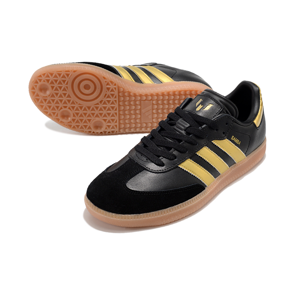 Chuteira Futsal Adidas Lionel Messi x Samba IC Preta e Dourada