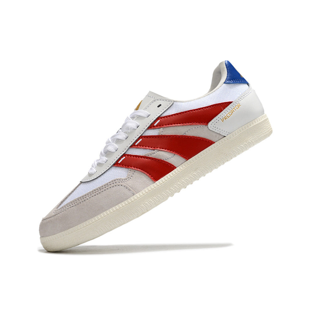 Chuteira Futsal Adidas Predator 24 Elite IC Branca, Bege, Vermelho e Azul