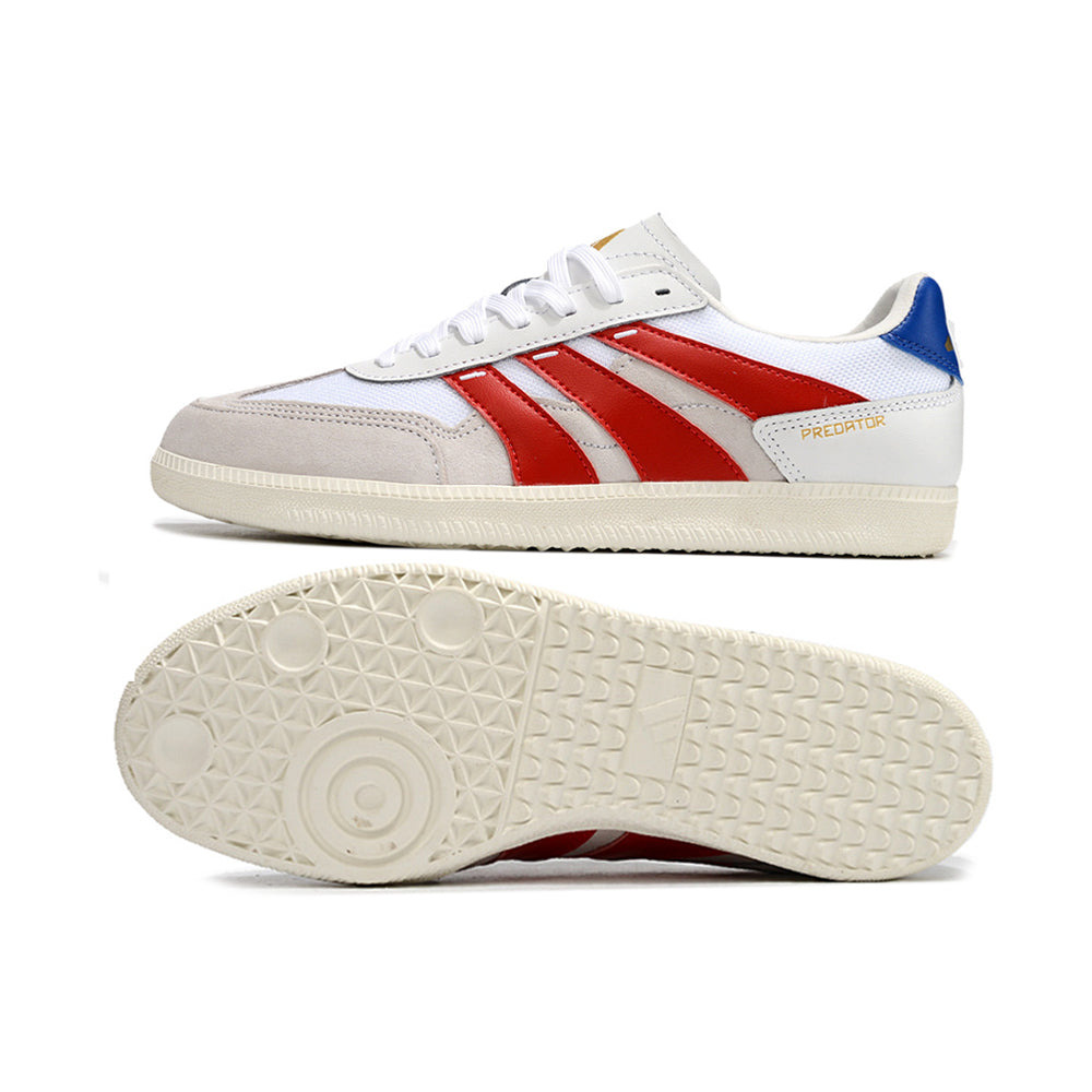 Chuteira Futsal Adidas Predator 24 Elite IC Branca, Bege, Vermelho e Azul