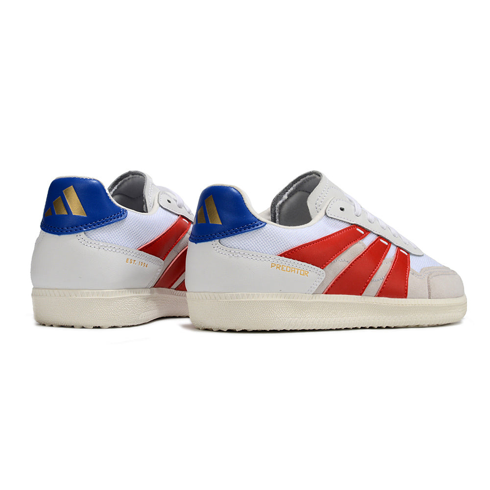 Chuteira Futsal Adidas Predator 24 Elite IC Branca, Bege, Vermelho e Azul