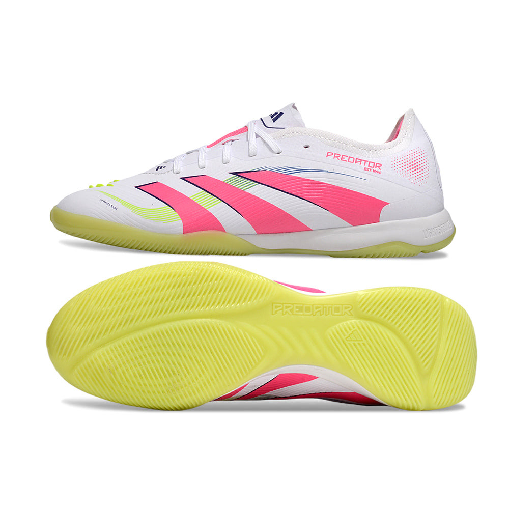 Chuteira Futsal Adidas Predator 24 Elite IC Branco, Rosa e Verde 