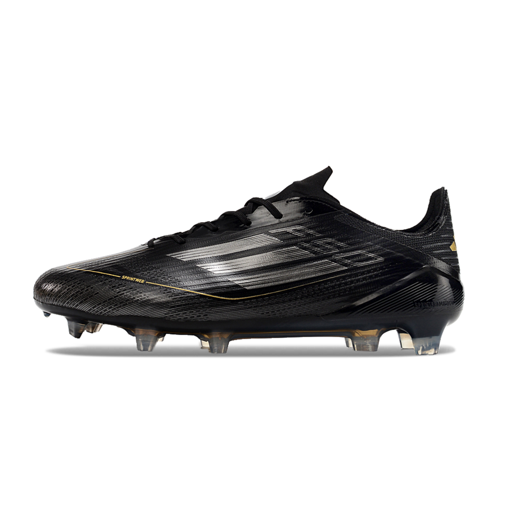 Chuteira Campo Adidas F50 FG Preta, Branca e Dourada 