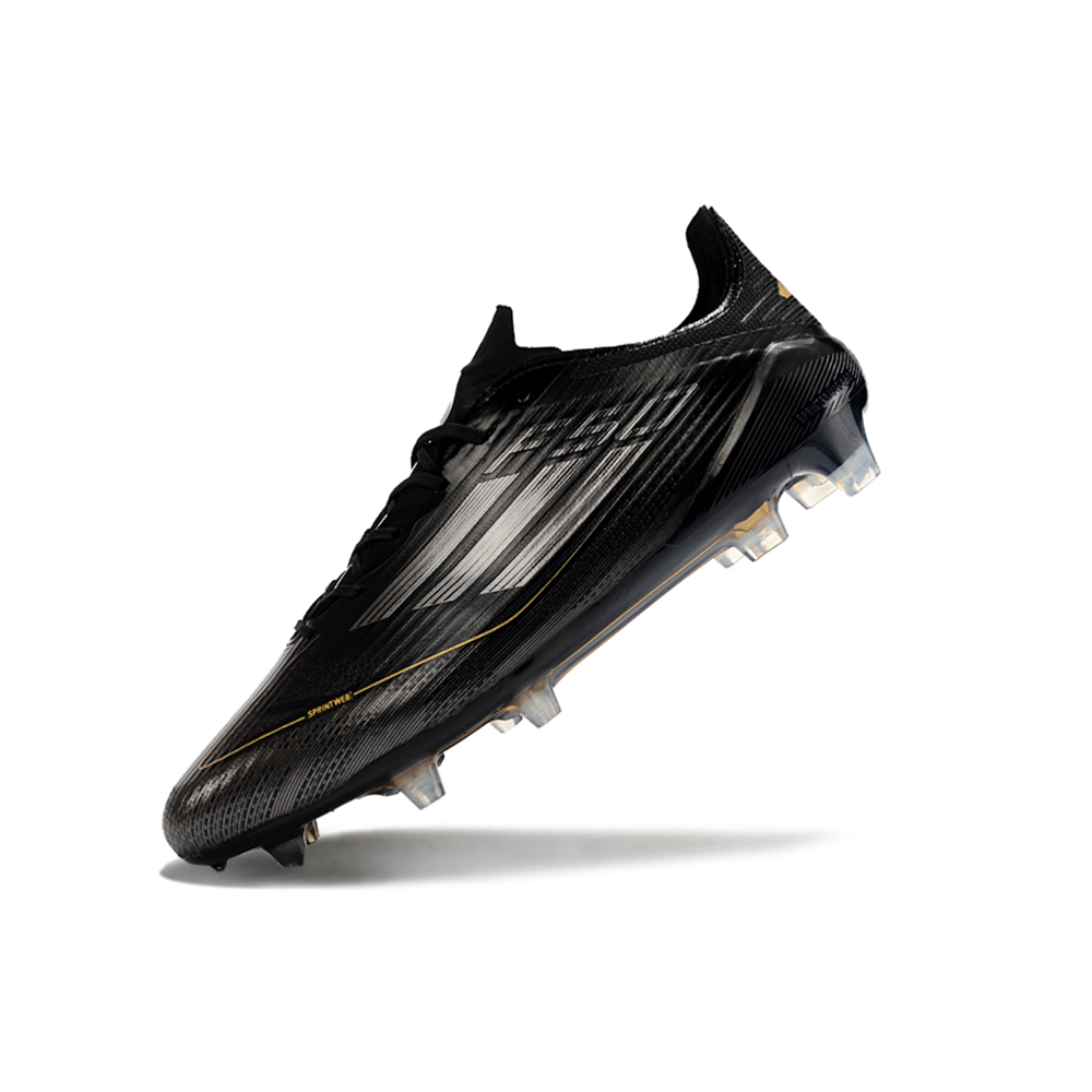 Chuteira Campo Adidas F50 FG Preta, Branca e Dourada 