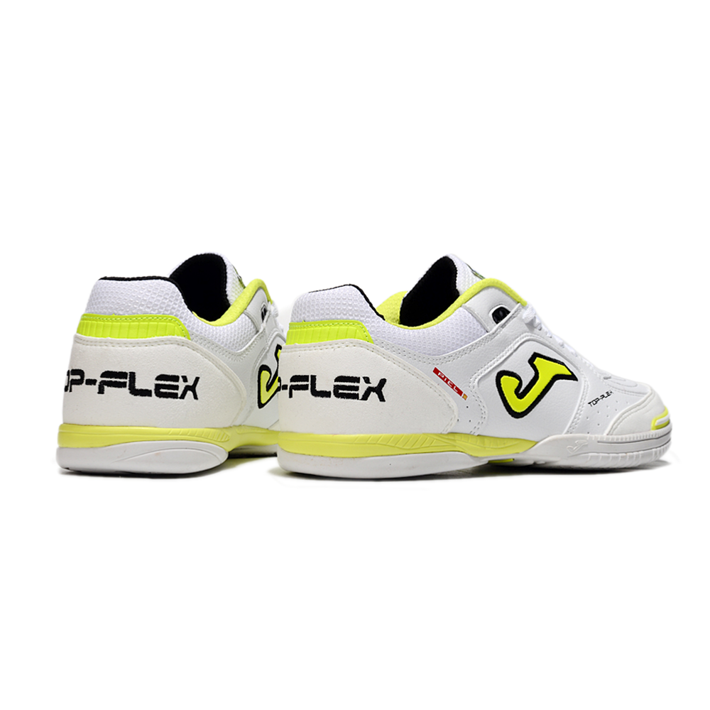 Chuteira Futsal Joma Top Flex Rebound IC Branca e Amarelo