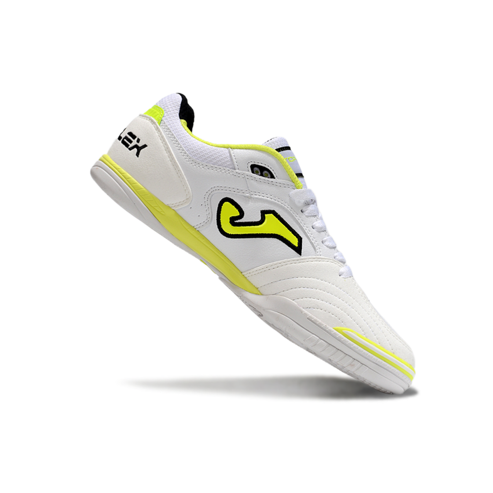 Chuteira Futsal Joma Top Flex Rebound IC Branca e Amarelo
