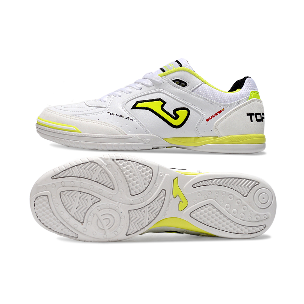 Chuteira Futsal Joma Top Flex Rebound IC Branca e Amarelo