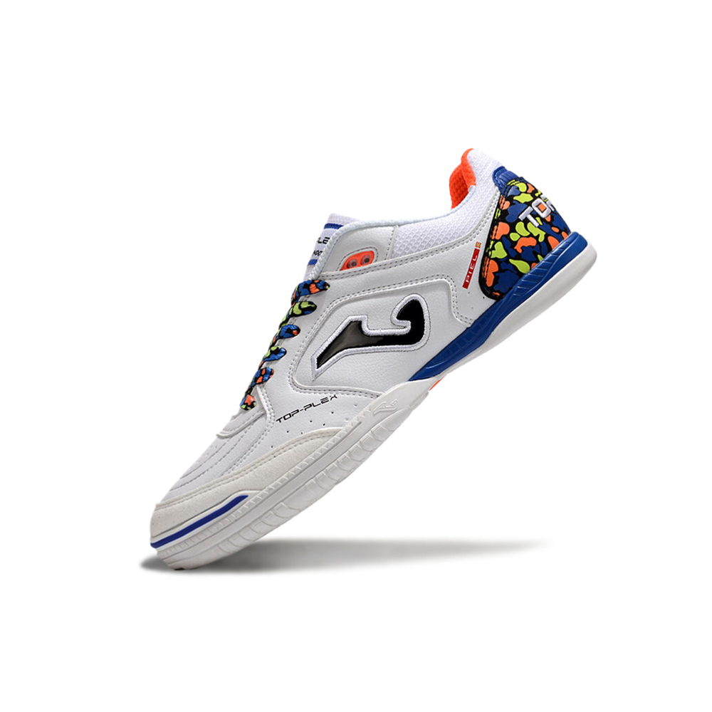 Chuteira Futsal Joma Top Flex Rebound IC Branca e Azul