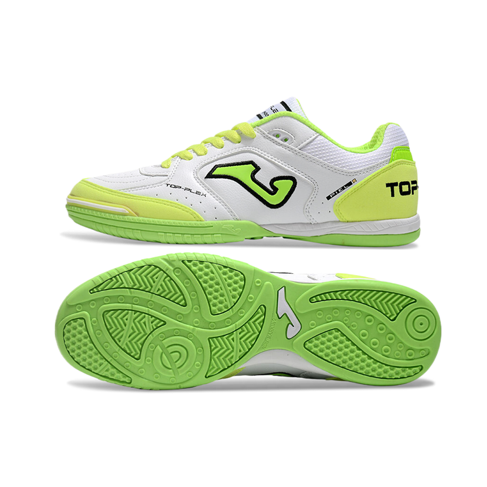 Chuteira Futsal Joma Top Flex Rebound IC Branca e Verde
