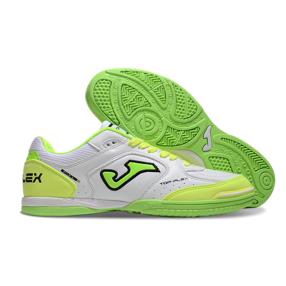 Chuteira Futsal Joma Top Flex Rebound IC Branca e Verde