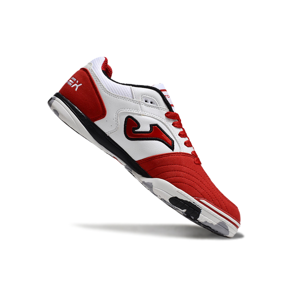 Chuteira Futsal Joma Top Flex Rebound IC Branca e Vermelha