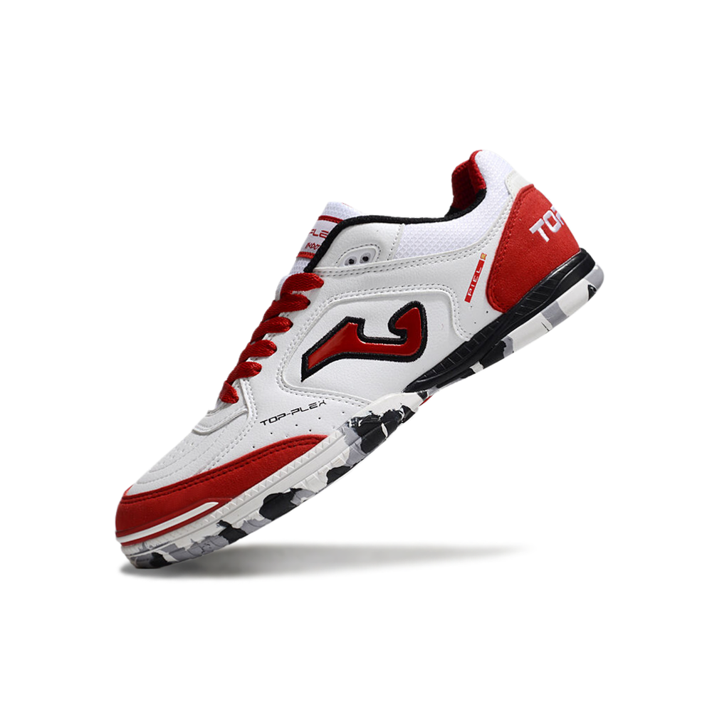 Chuteira Futsal Joma Top Flex Rebound IC Branca e Vermelha