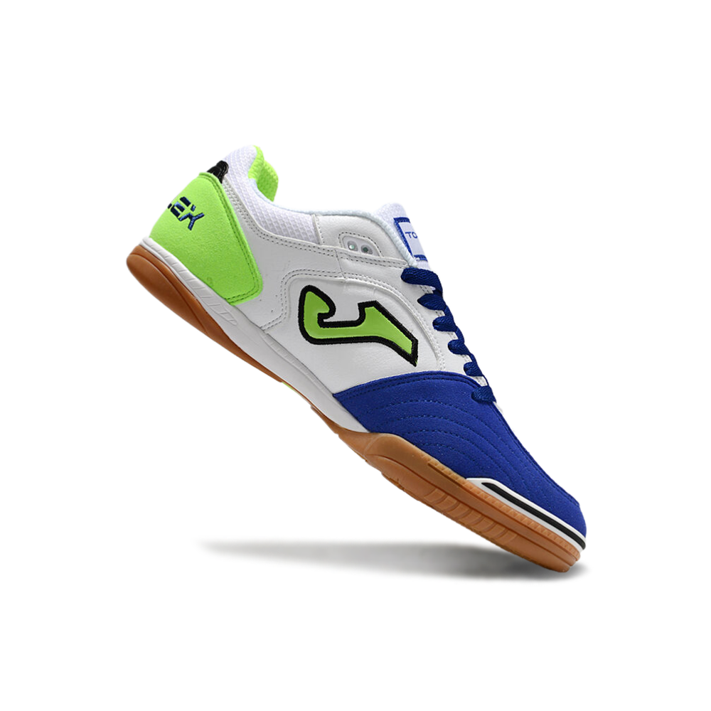 Chuteira Futsal Joma Top Flex Rebound IC Branca, Azul e Verde