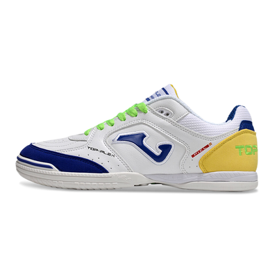 Chuteira Futsal Joma Top Flex Rebound IC Branca, Azul, Verde e Amarelo