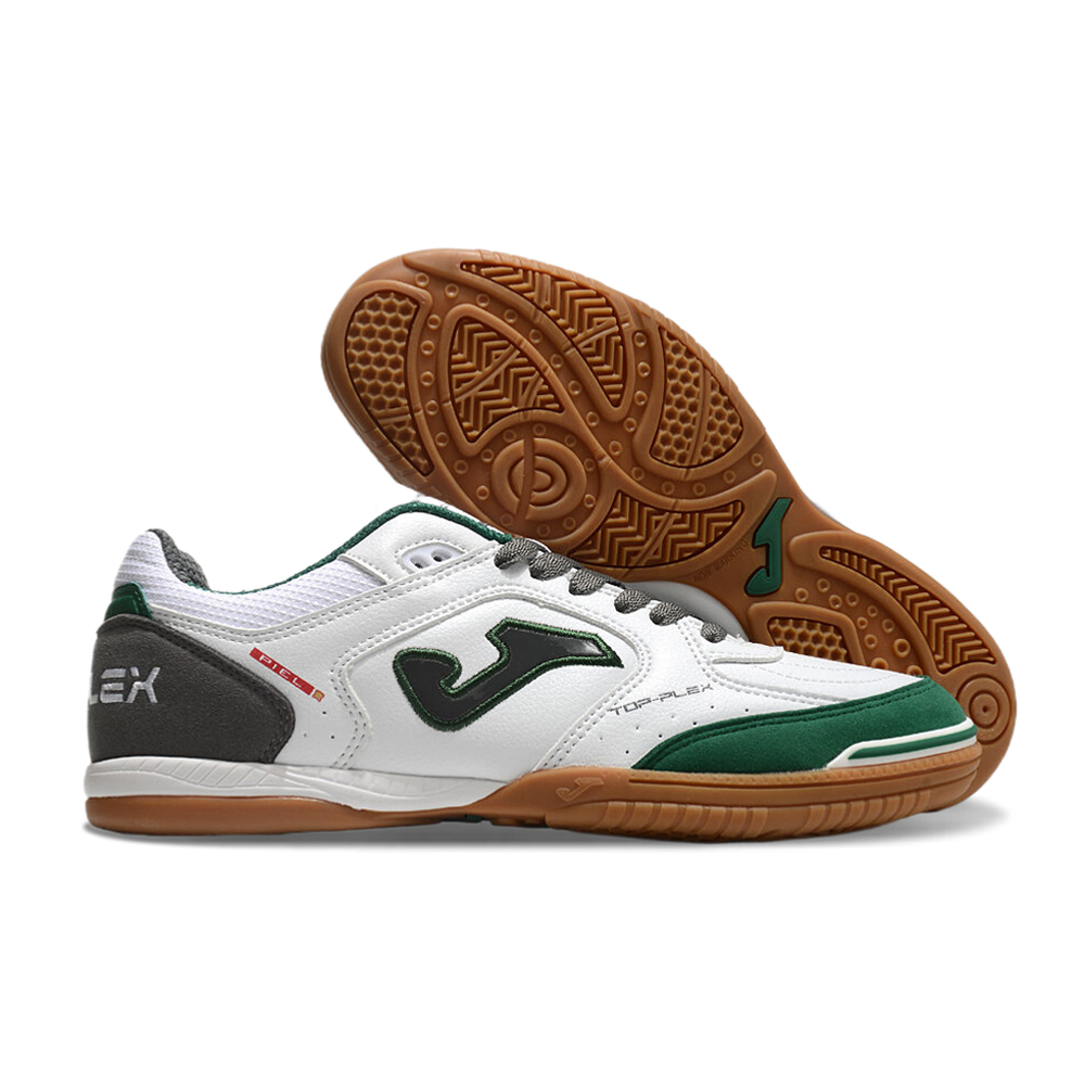 Chuteira Futsal Joma Top Flex Rebound IC Branca, Cinza e Verde