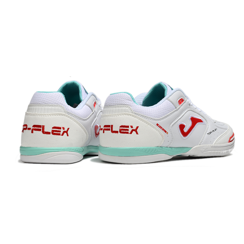 Chuteira Futsal Joma Top Flex Rebound IC Branca, Vermelha e Verde