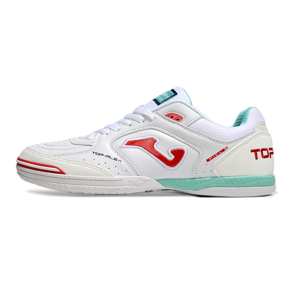 Chuteira Futsal Joma Top Flex Rebound IC Branca, Vermelha e Verde