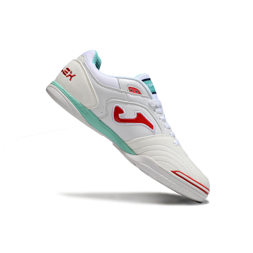 Chuteira Futsal Joma Top Flex Rebound IC Branca, Vermelha e Verde