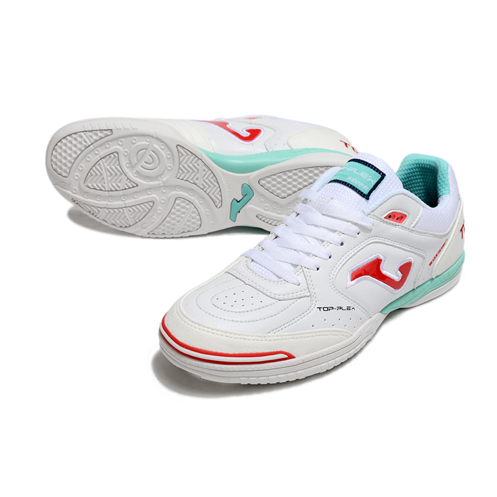 Chuteira Futsal Joma Top Flex Rebound IC Branca, Vermelha e Verde
