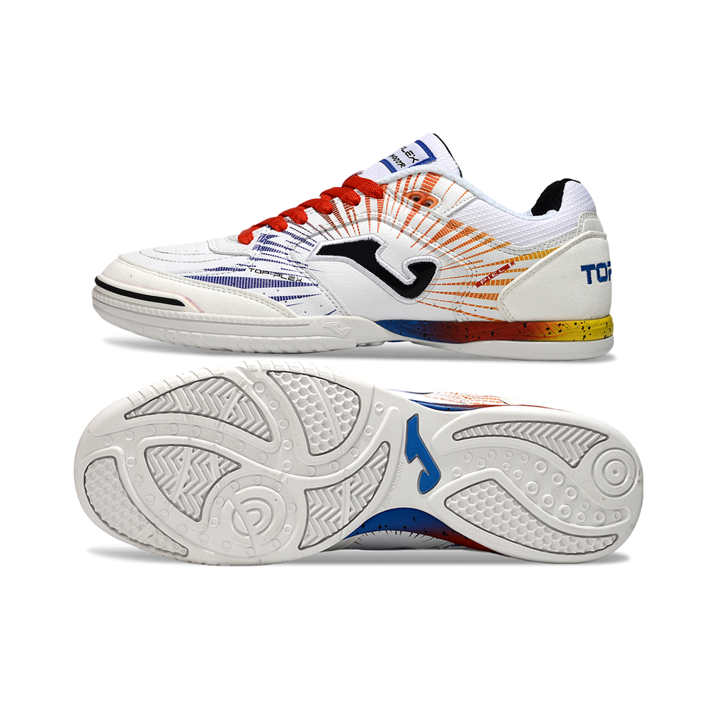 Chuteira Futsal Joma Top Flex Rebound IC Branco e Vermelho