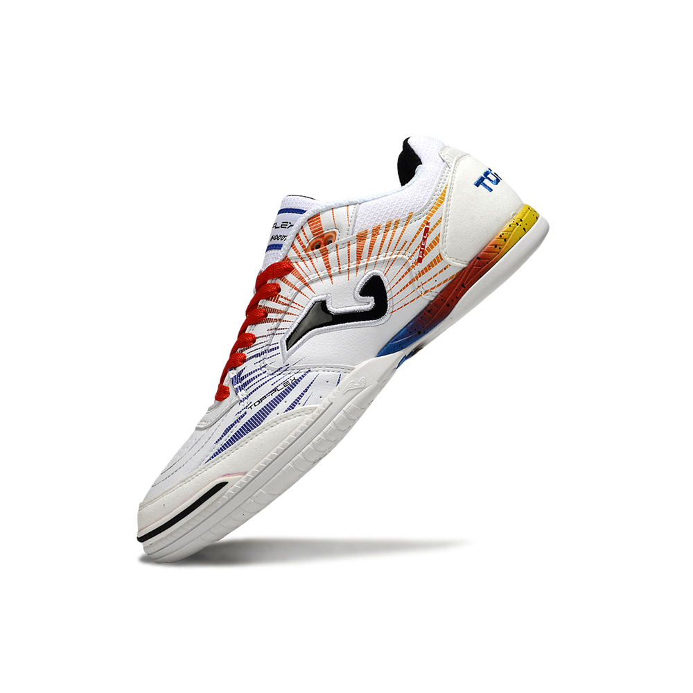 Chuteira Futsal Joma Top Flex Rebound IC Branco e Vermelho